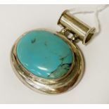 STERLING SILVER LARGE TURQUOISE PENDANT