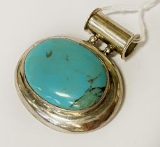 STERLING SILVER LARGE TURQUOISE PENDANT