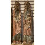PAIR OF LARGE WOOD SANTOS RELIGIOUS FIGURES - 104CMS (H)