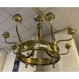 VICTORIAN 8 BRANCH BRASS CHANDELIER