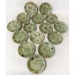 SET OF CHINESE CELADON FAMILLE ROSE HAND PAINTED PLATES 1821-1850