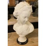 WHITE BUST OF GIRL 39CMS (H)