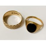 TWO 9CT GOLD RINGS - APPROX 6G