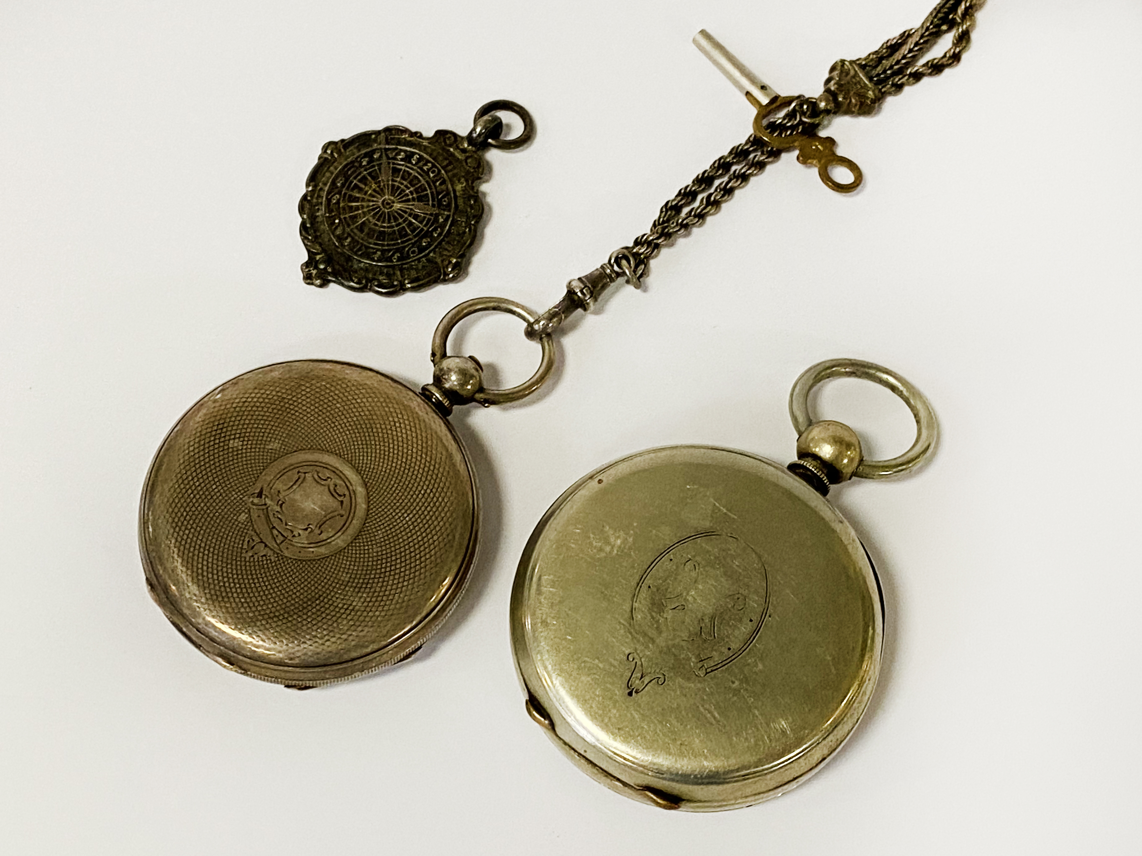 SILVER POCKET WATCH & ANOTHER WITH ASSORTED SILVER - Image 3 of 3