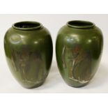 PAIR OF BRONZE JAPANESE VASES - 23 CMS (H)