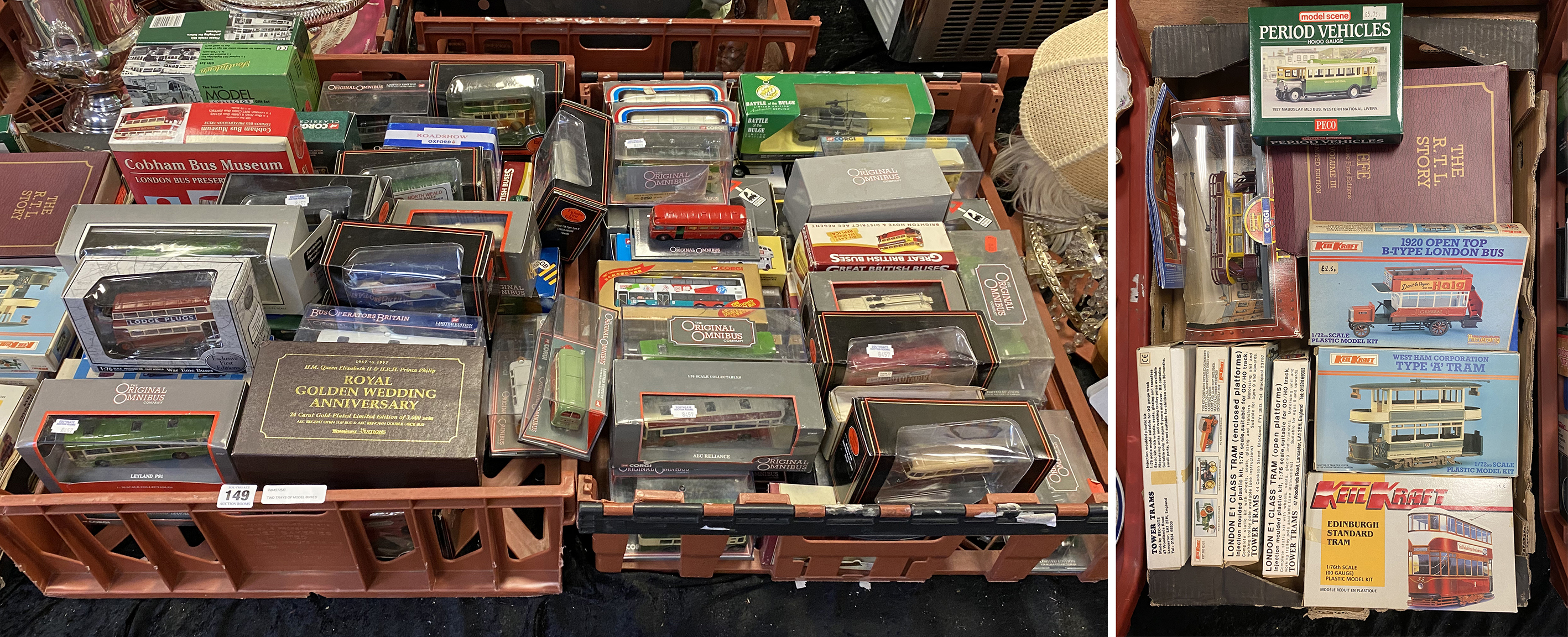 TWO TRAYS OF MODEL BUSES