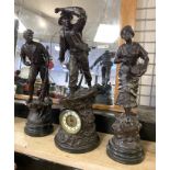 LARGE 3 PIECE FIGURAL CLOCK SET - 63CMS (H)