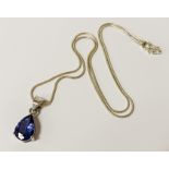 LARGE TANZANITE PENDANT & CHAIN