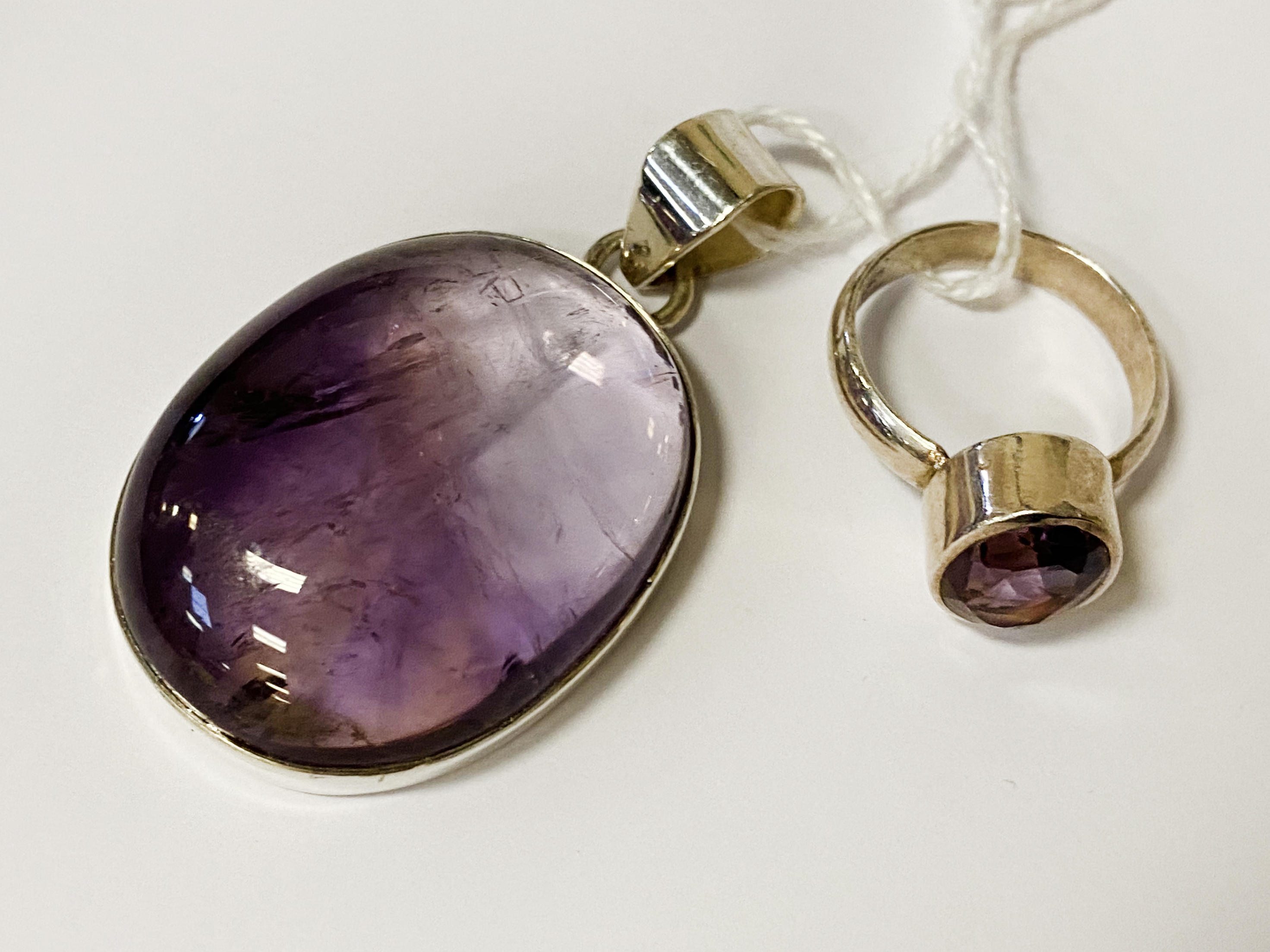 STERLING SILVER AMETHYST BRACELET & PENDANT