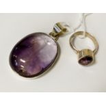 STERLING SILVER AMETHYST BRACELET & PENDANT