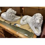 PAIR OF LARGE LAYING LIONS