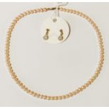 9CT GOLD EARRINGS & PEARL NECKLACE