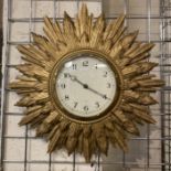 BATTERY OPERATED SUNBURST CLOCK 48CMS (DIAM)