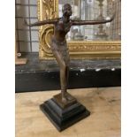 BRONZE ART DECO STYLE GIRL 42CMS (H)