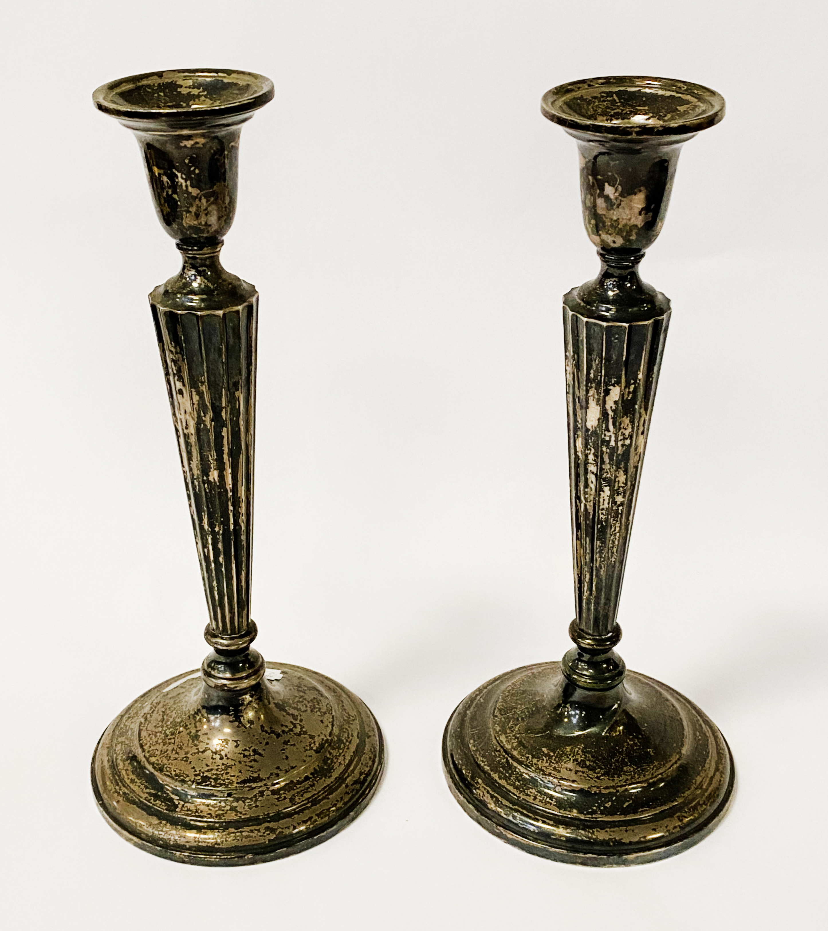 STERLING SILVER PAIR OF CANDLESTICKS 26CM (H)