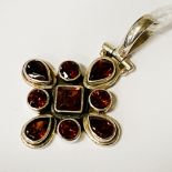 STERLING SILVER GARNET GEMSTONE PENDANT