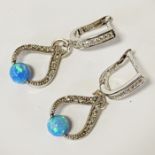 TOPAZ & OPAL EARRINGS STERLING SILVER