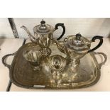 SILVER PLATED TEASET WITH TRAY