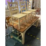 PAINTED TABLE WITH DRAWER & 6 CHAIRS