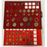 TWO COLLECTORS CASES OF MAINLY ROMAN COINS & METAL DETECTOR FINDS