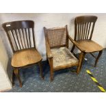 2 OAK OCCASIONAL CHAIRS & ANOTHER