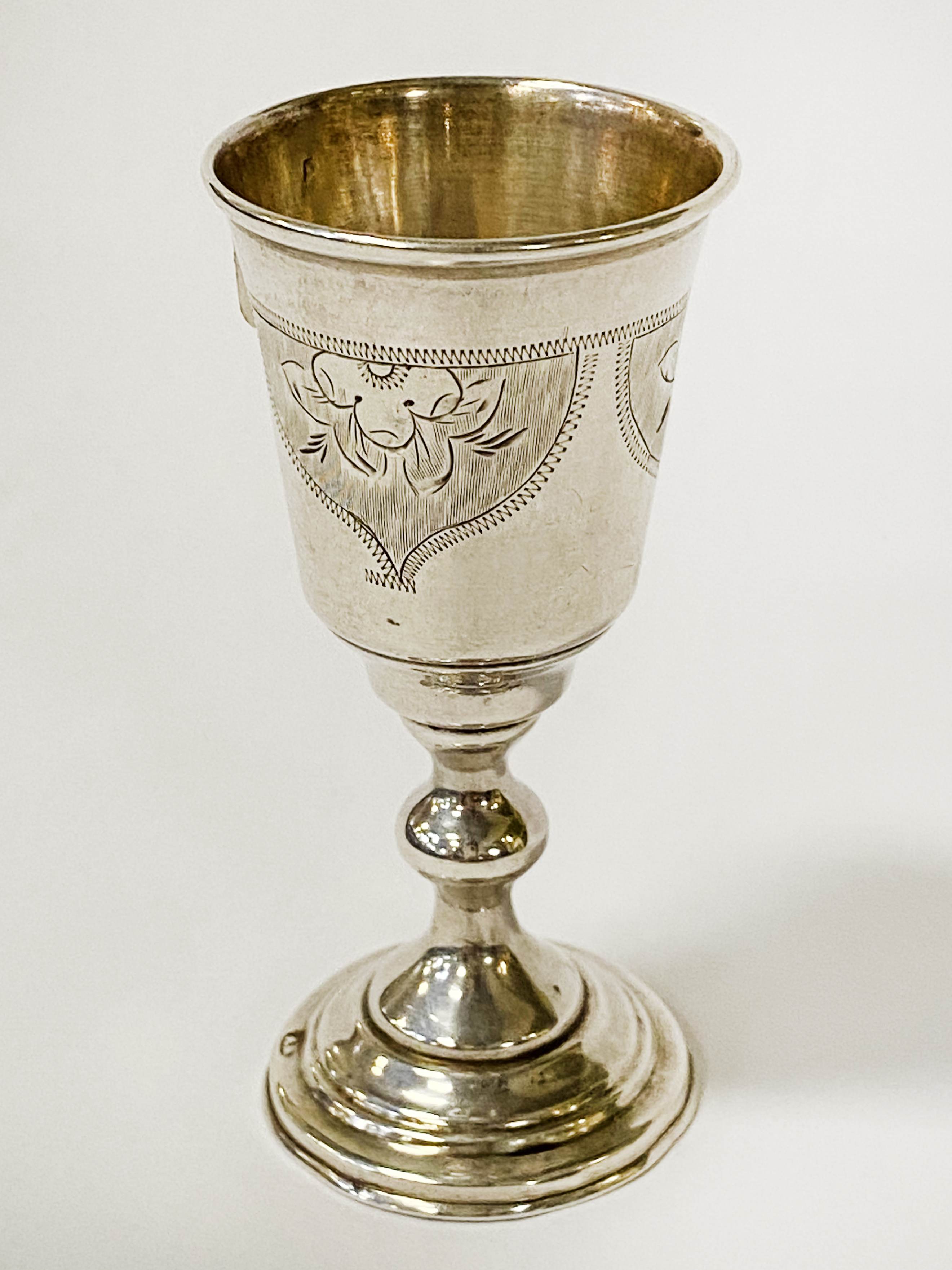 STERLING SILVER KIDDISH CUP - MARKED 84 10CMS (H) APPROX