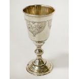 STERLING SILVER KIDDISH CUP - MARKED 84 10CMS (H) APPROX