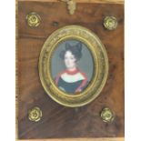 JAQUES JOSEPH-GENIE VIDAL - OIL ON CANVAS - PORTRAIT MINIATURE OF LADY - SIGNED 5.2CM X 6.2CM -