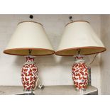 PAIR OF HAND PAINTED LAMPS AND ONE OTHER