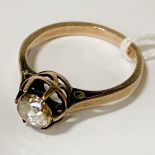 GOLD OLD CUT DIAMOND RING - SIZE N/O 2.7 GRAMS APPROX