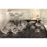 3 X 6 SETS OF EDWARDIAN ETCHED GLASS & CUSTARD CUPS