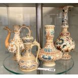 FOUR ZSOLNAY VASES & TEAPOTS - 1 A/F