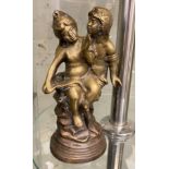 BRONZE BOY & GIRL FIGURE 25CMS (H) APPROX