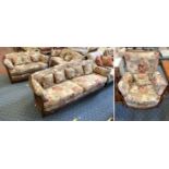 ERCOL RENAISSANCE THREE SEATER SETTEE, 2 SEATER & ARMCHAIR