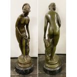 AUGUSTE MOREAU COPY OF A NUDE CAST IN BRONZE 39CMS (H) APPROX