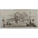 ATTRIBUTED TO FRANCESCO GUARDI 1712-1793 PAIR OF PEN, INK & WASH SKETCHES - VIEWS OF VENICE -