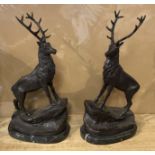PAIR BRONZE STAGS - 42 CMS (H)