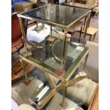 2 GLASS & BRASS FRAMED TABLES