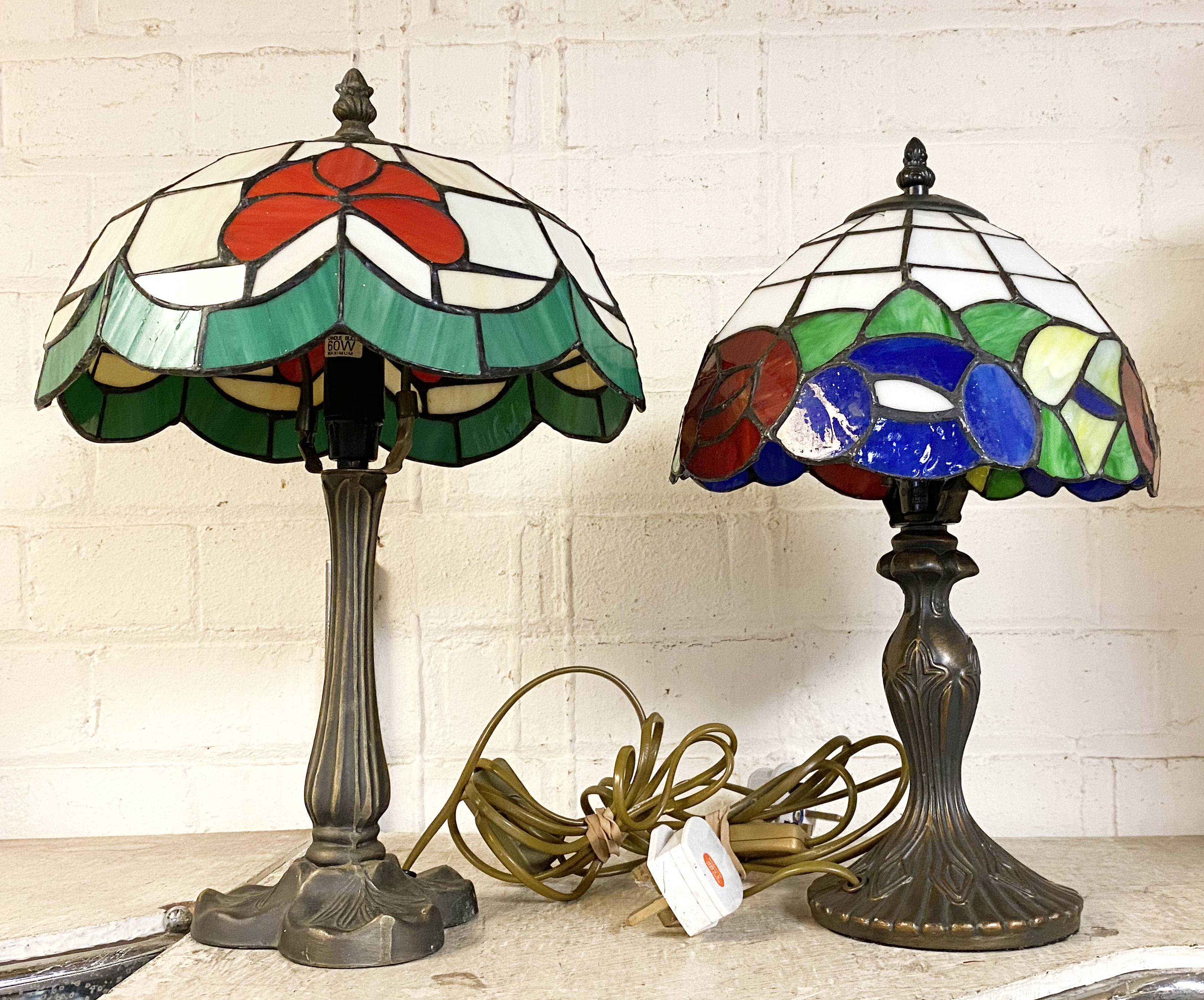 TWO TIFFANY STYLE TABLE LAMPS