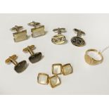9CT GOLD RING SIZE M & CUFFLINKS RING IS 4.3 GRAMS APPROX