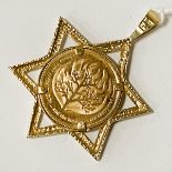 14CT STAR OF DAVID COIN PENDANT 6.8 GRAMS APPROX