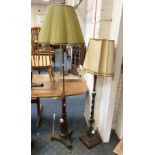 TWO STANDARD LAMPS - BARLEY TWIST & CRANBERRY GLASS
