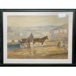 SIGNED WATERCOLOUR W.ROBERTS OF ST IVES - 71 X 55 CMS INNER FRAME