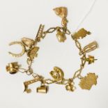 9CT CHARM BRACELET 18.7 GRAMS APPROX