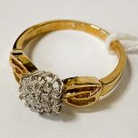 9 CARAT GOLD & DIAMOND CLUSTER RING MILLIENUIM HALLMARK SIZE R