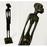 BRONZE FIGURE OF AFRICAN WOMAN