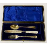 HM SILVER CHRISTENING SET A/F