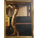 OIL ON CANVAS NAKED WOMAN, SIGNED MAN CHING 74 X 102