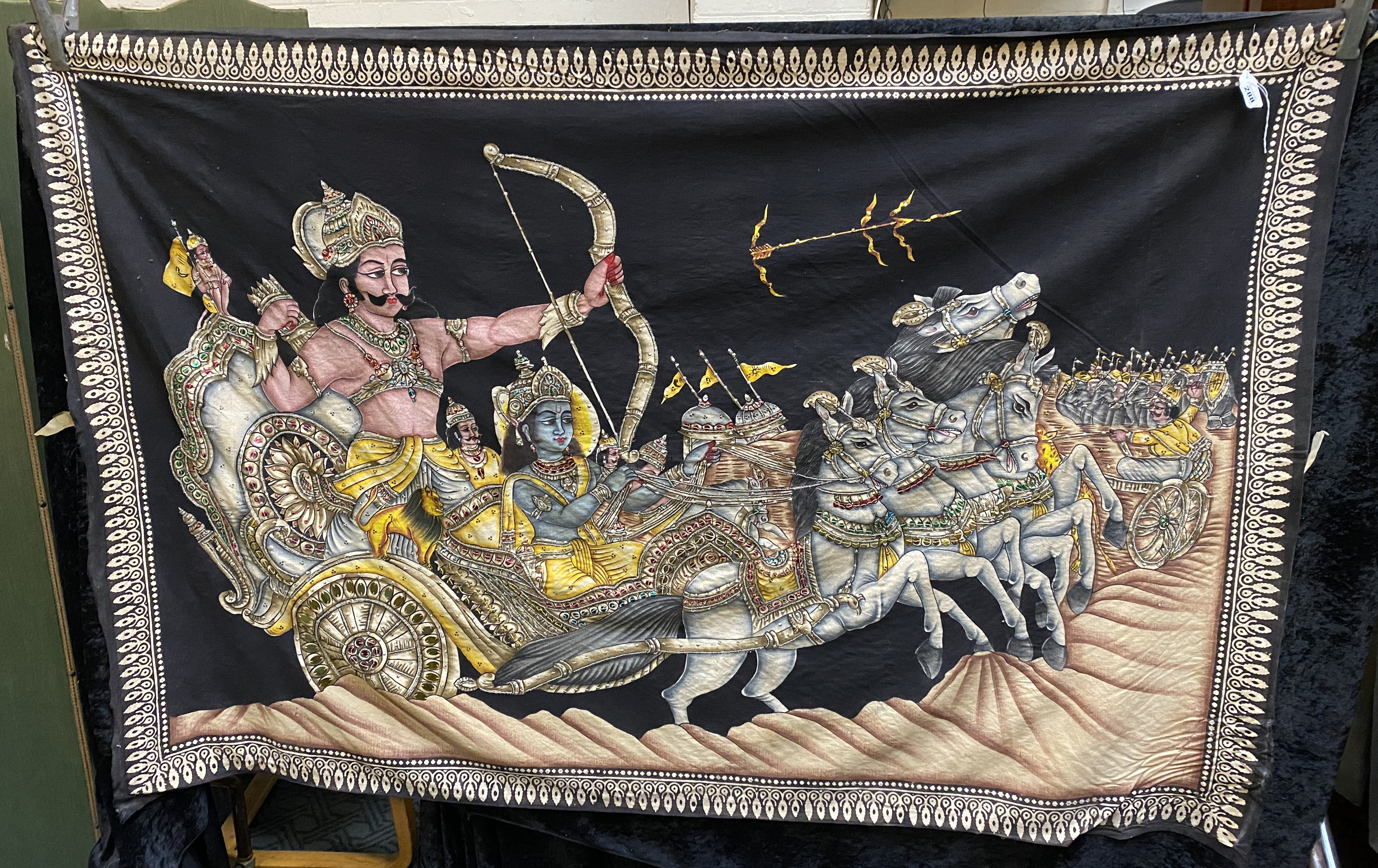 LARGE EMBELLISHED WALL HANGING - BATTLE OF KURUKHZHETRA