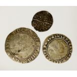 ELIZABETH I SHILLING & SIX PENCE WITH AN EDWARD I PENNY